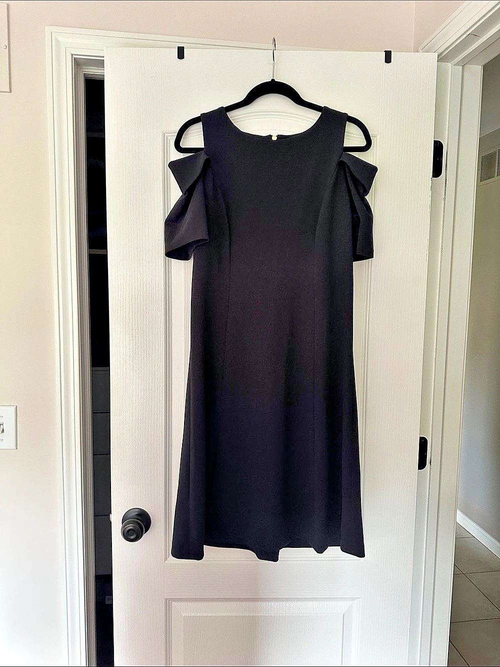 Dennis Basso Black Midi Dress US 12 Like New